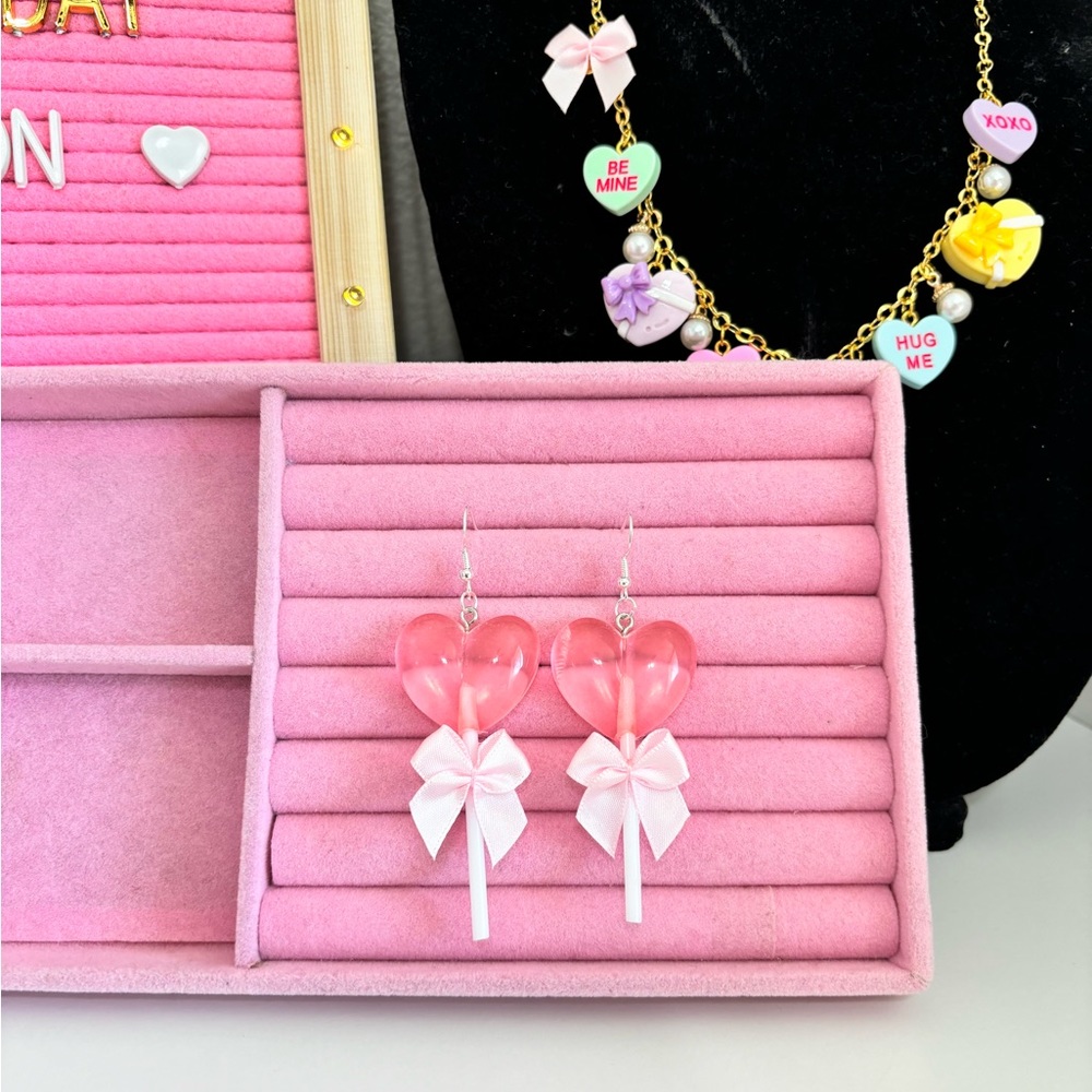Valentine’s Day handmade Pink lollipop earrings